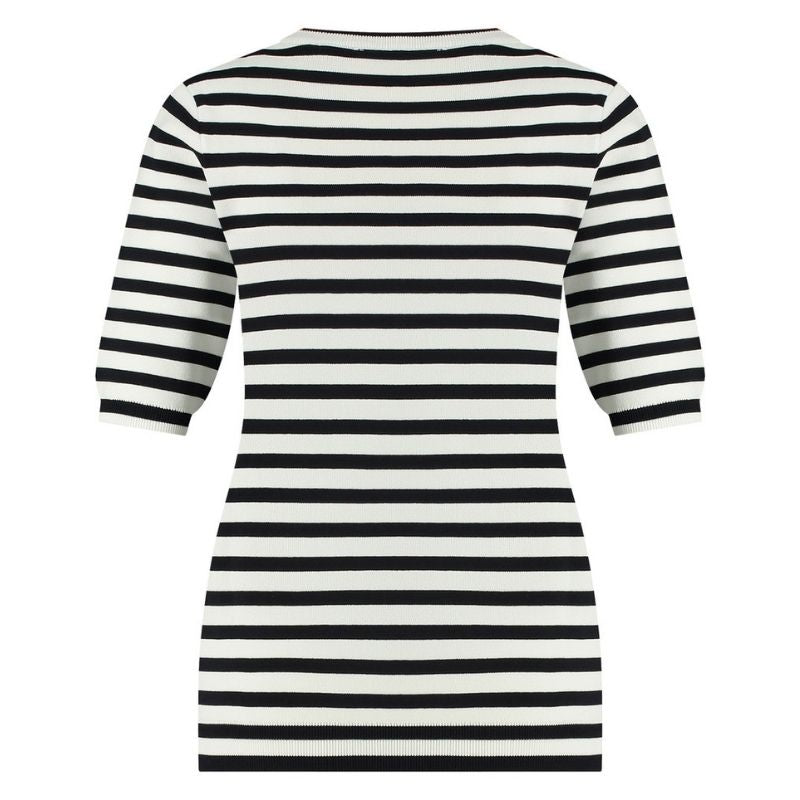 Witte pullover Luna stripe slv - Capuchon Fashion