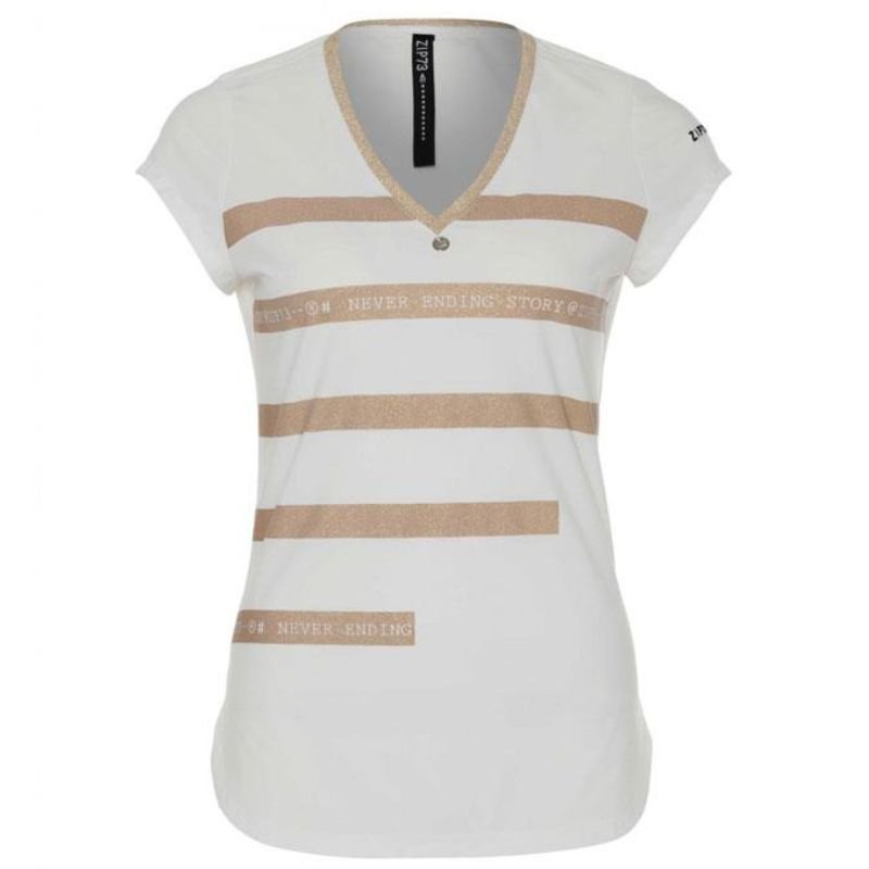 Witte top V Stripe - Capuchon Fashion