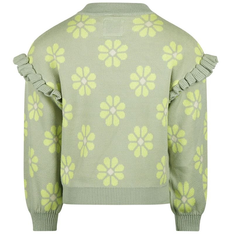 Zachtgroen geprinte sweater O56953 - Capuchon Fashion