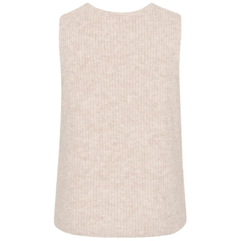 Zandkleurig v-hals gilet Xenya - Capuchon Fashion