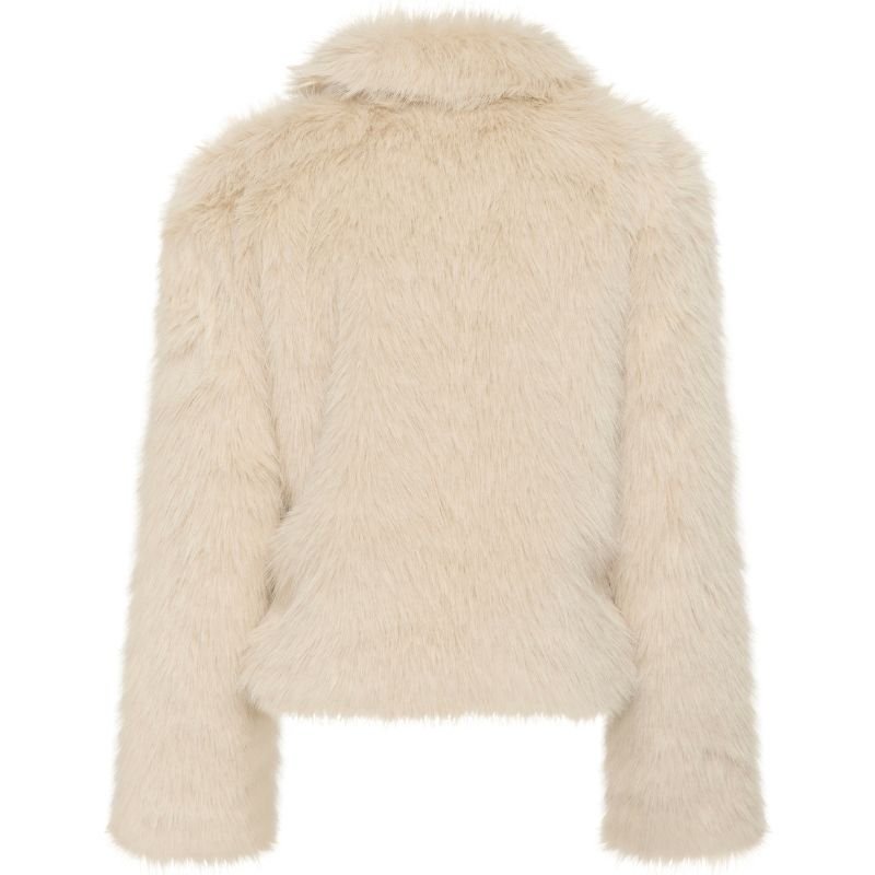 Zandkleurige fluffy jacket Zaseline - Capuchon Fashion
