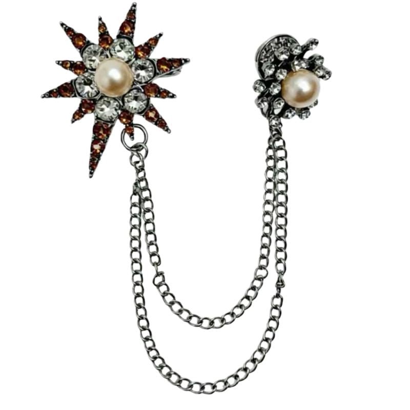 Zilveren bedeltjes broche Sidsel - Capuchon Fashion