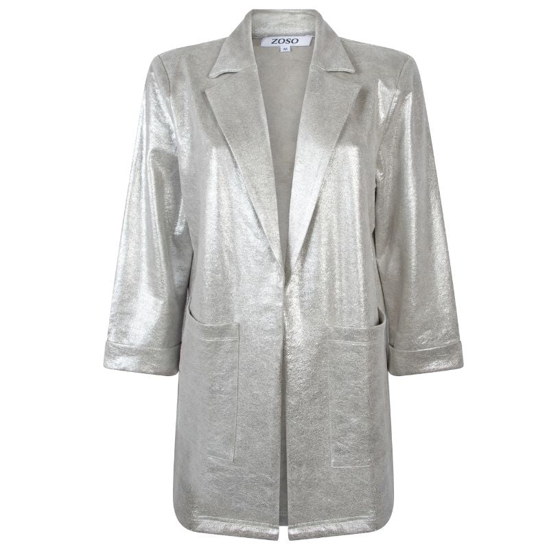 Zilveren suedine blazer Wonder - Capuchon Fashion
