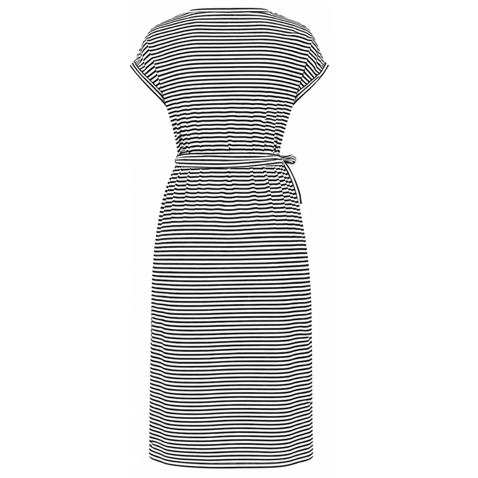 Zwart viscose gestreepte jurk Gina