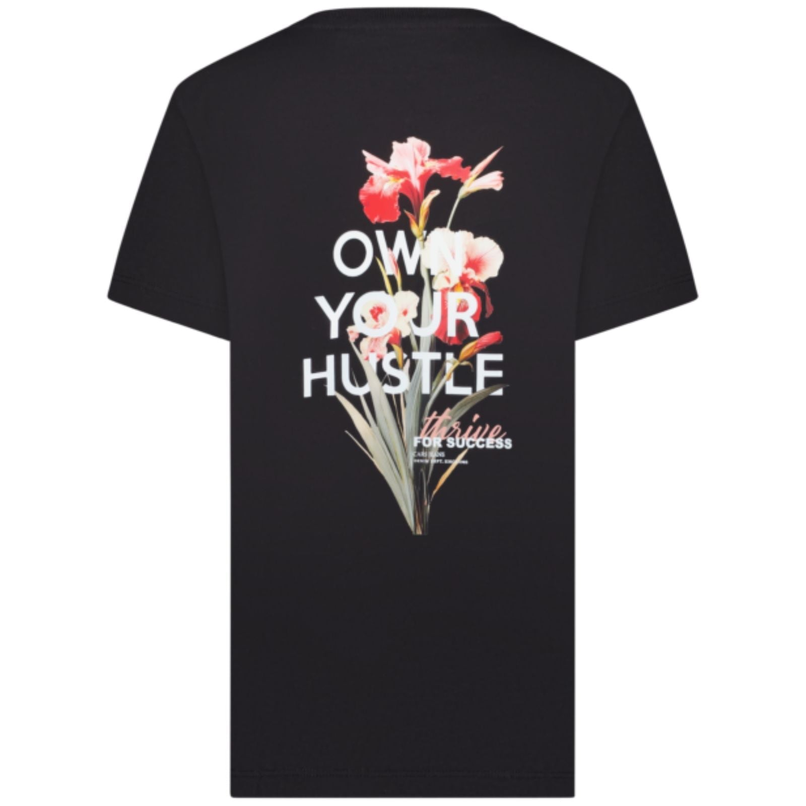 Zwart backprint ronde hals t-shirt Cloy - Capuchon Fashion