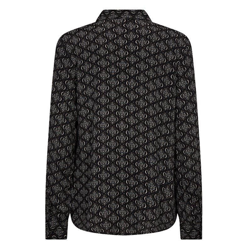 Zwart geprint viscose shirt Lovy - Capuchon Fashion