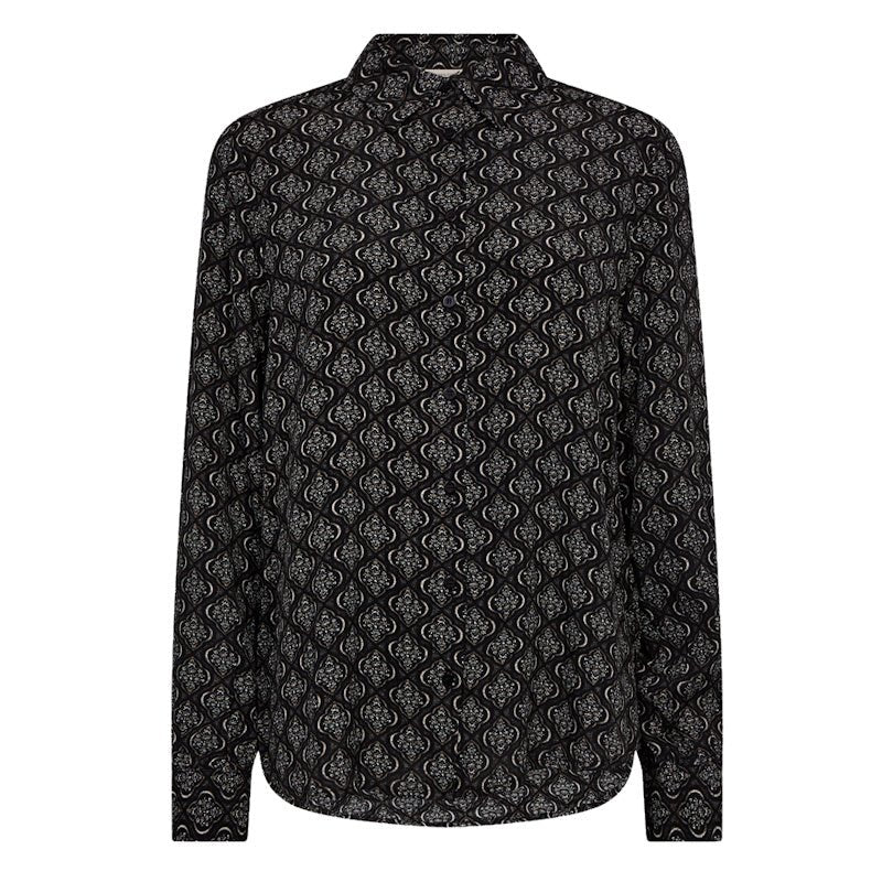 Zwart geprint viscose shirt Lovy - Capuchon Fashion