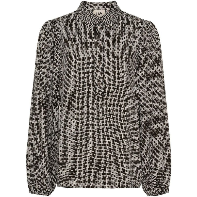 Zwart geprinte blouse Asta - Capuchon Fashion
