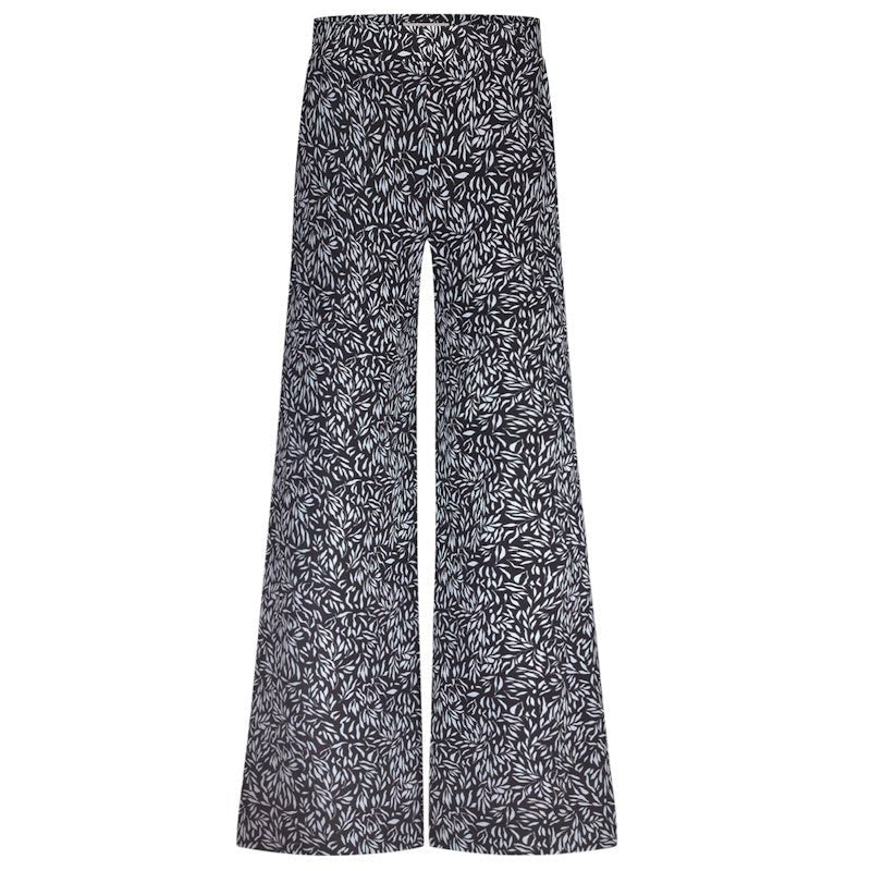 Zwart geprinte broek Pilar leaves - Capuchon Fashion