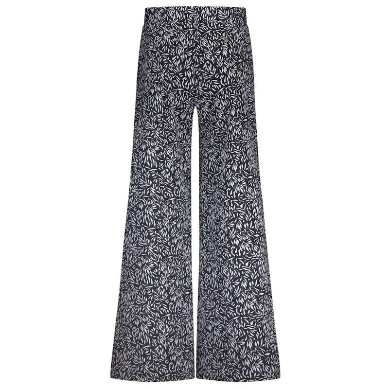 Zwart geprinte broek Pilar leaves - Capuchon Fashion
