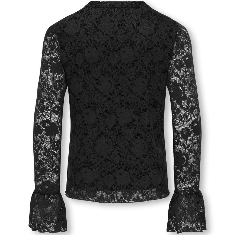 Zwart geprinte kanten lace top Toos - Capuchon Fashion