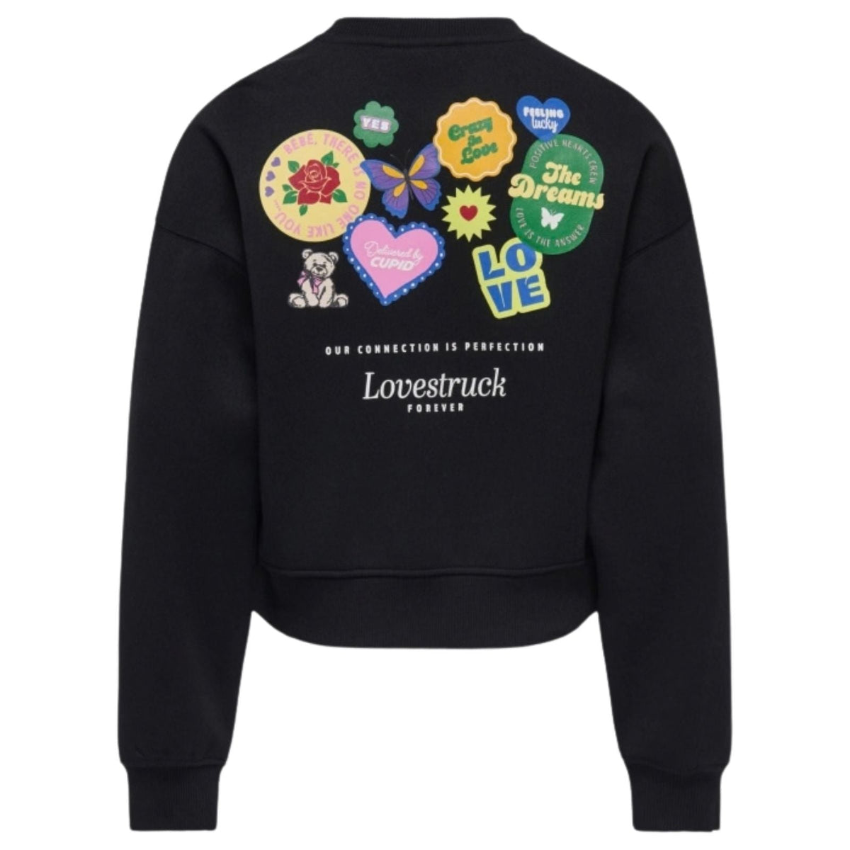 Zwart geprinte o-neck sweater Hima - Capuchon Fashion