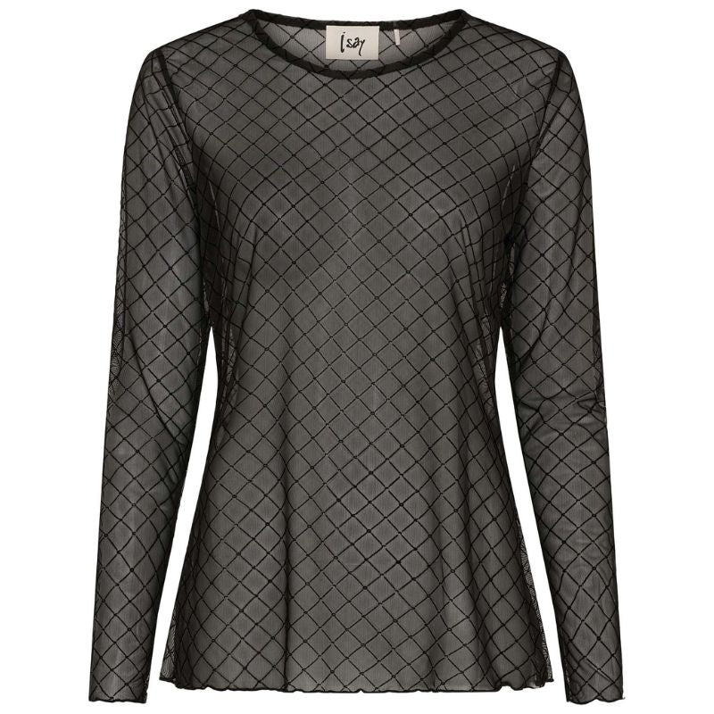 Zwart geprinte square meshtop Fifi - Capuchon Fashion