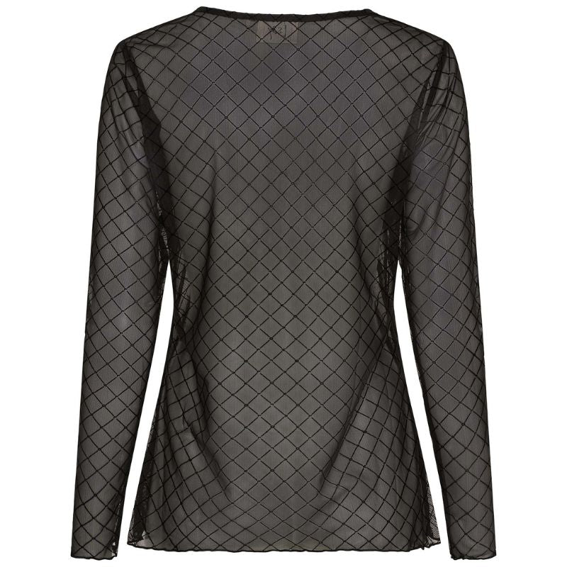 Zwart geprinte square meshtop Fifi - Capuchon Fashion