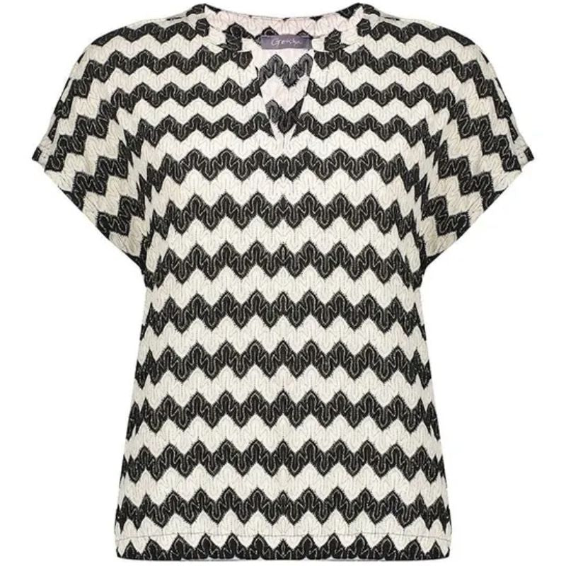 Zwart geprinte top 52421 - Capuchon Fashion
