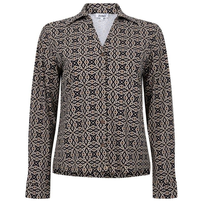 Zwart geprinte travel blouse Jolene - Capuchon Fashion