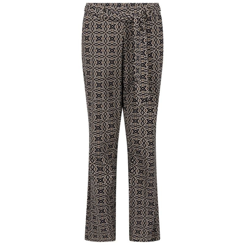 Zwart met bruin geprinte travel broek Pretty - Capuchon Fashion