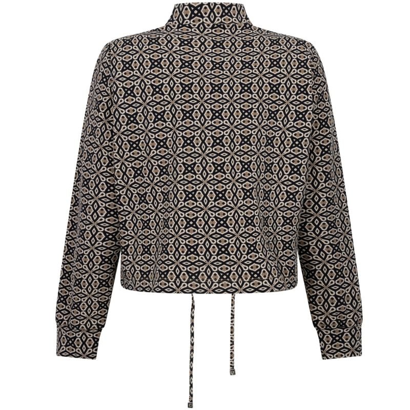 Zwart met bruin geprinte travel jacket Ursela - Capuchon Fashion