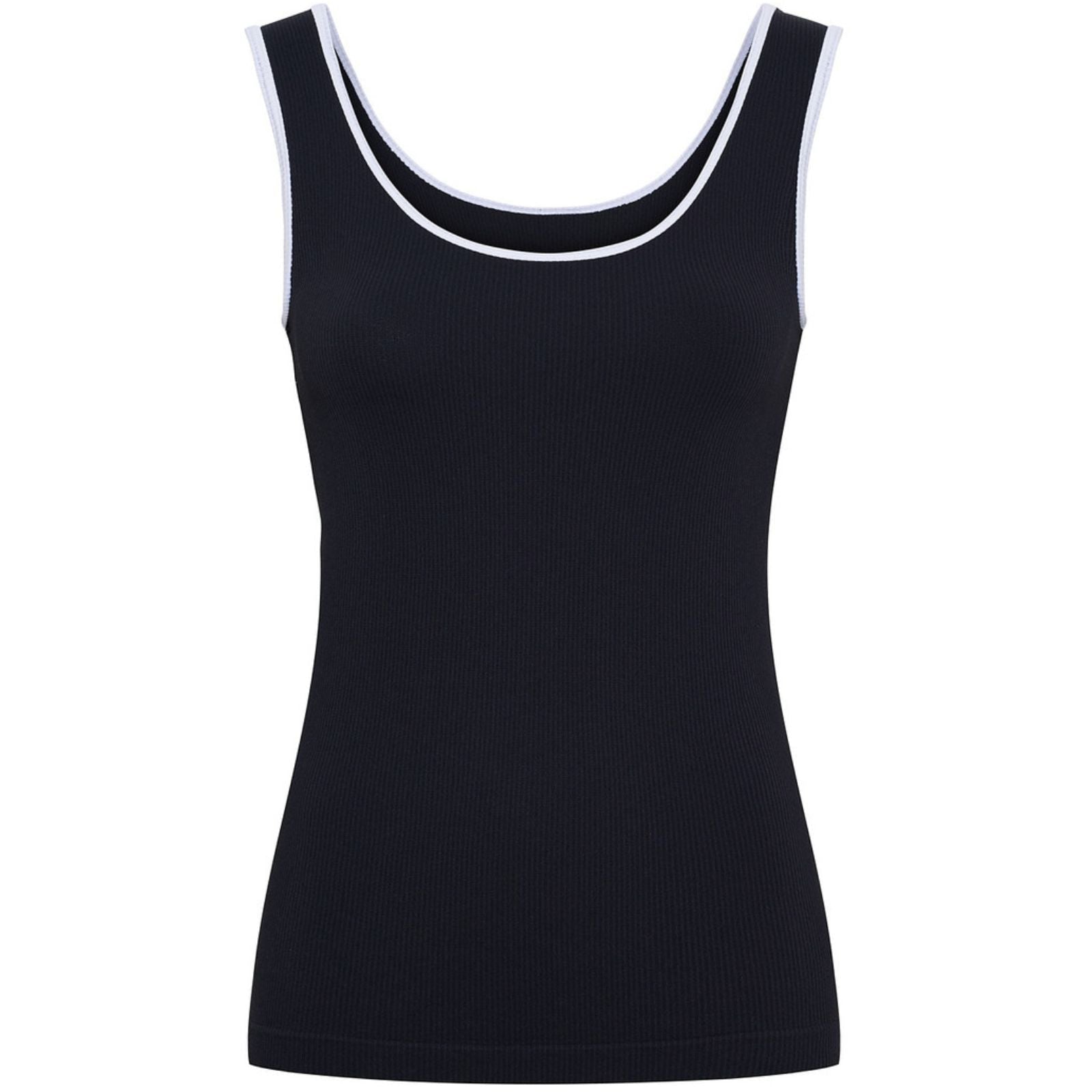 Zwart met witte microfiber rib top Marie - Capuchon Fashion