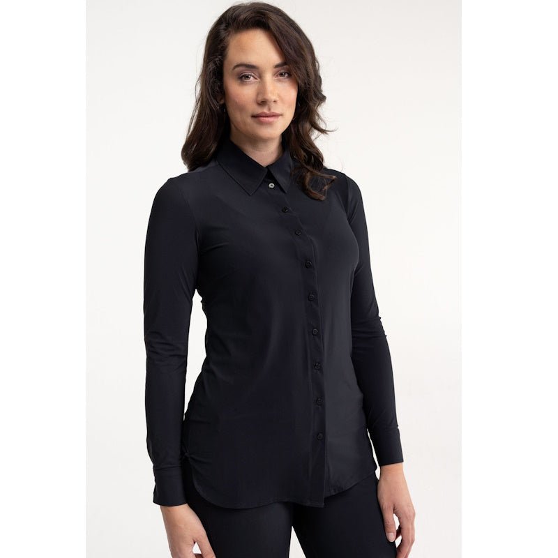 Zwarte travel basis blouse Poppy - Capuchon Fashion