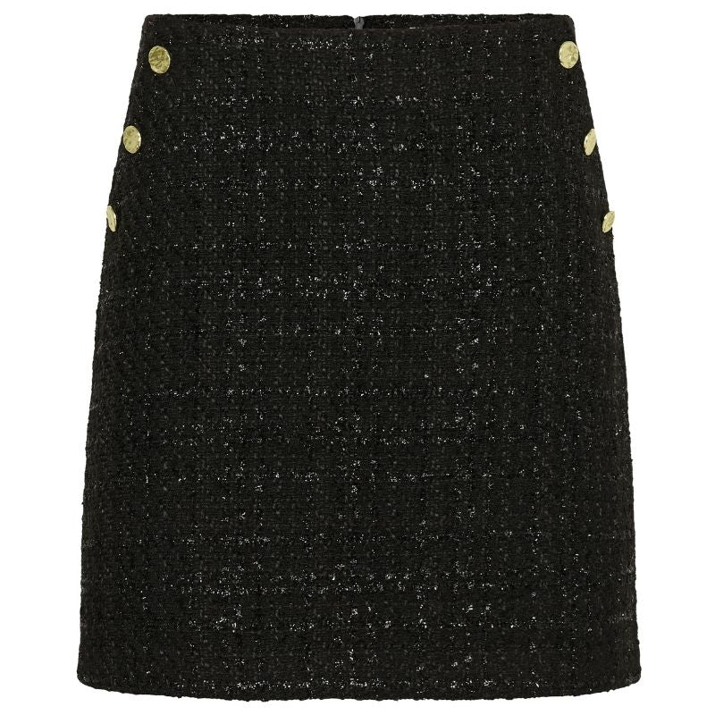 Zwarte bouclé glitter rok Nigella - Capuchon Fashion