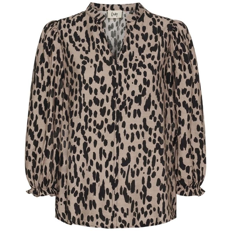 Zwarte Drops geprinte blouse Ane Loose - Capuchon Fashion