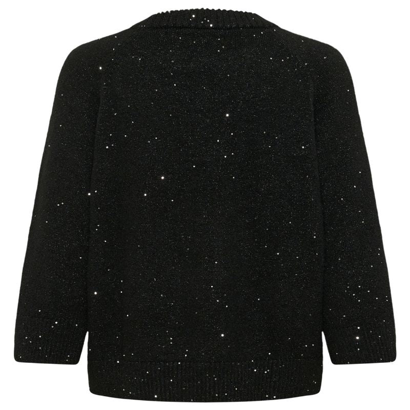 Zwarte fijngebreide giltter pullover Nova - Capuchon Fashion