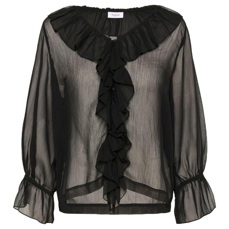 Zwarte fijngeweven blouse Nanette - Capuchon Fashion