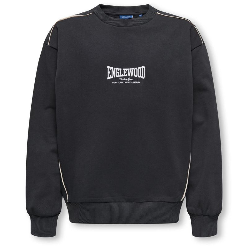 Zwarte frontprint oversized sweater Jet - Capuchon Fashion