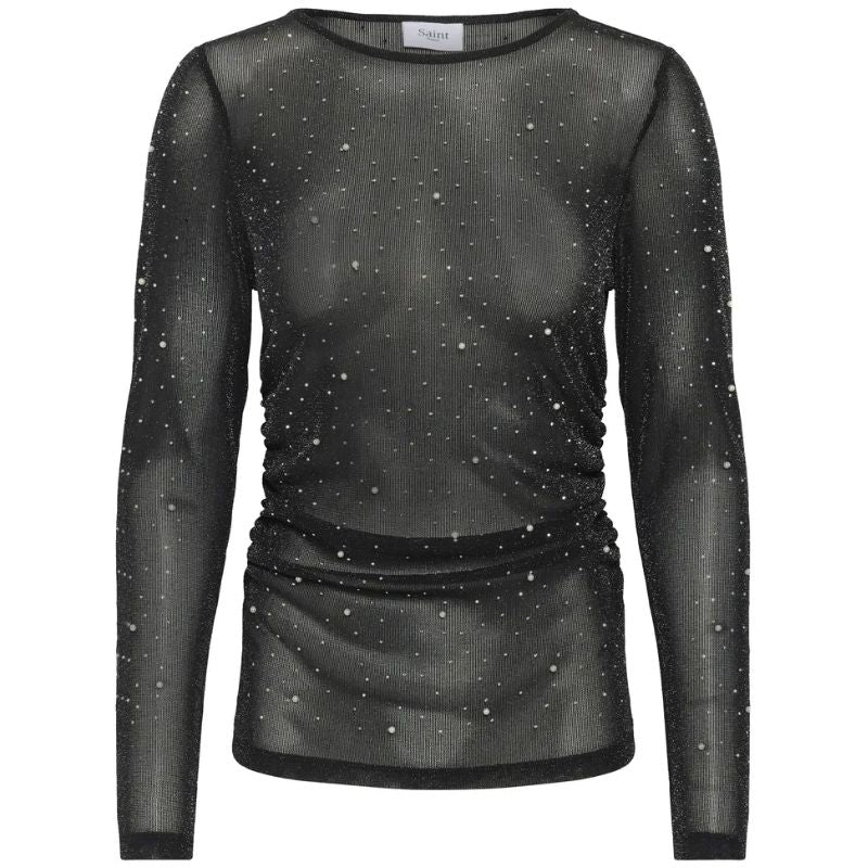 Zwarte glitter mesh top Maisie - Capuchon Fashion