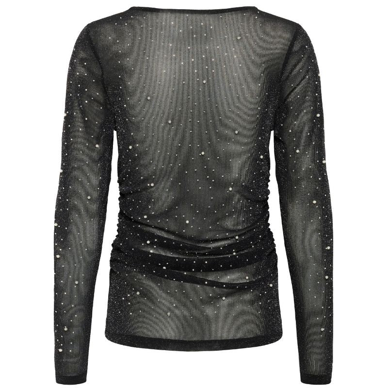 Zwarte glitter mesh top Maisie - Capuchon Fashion