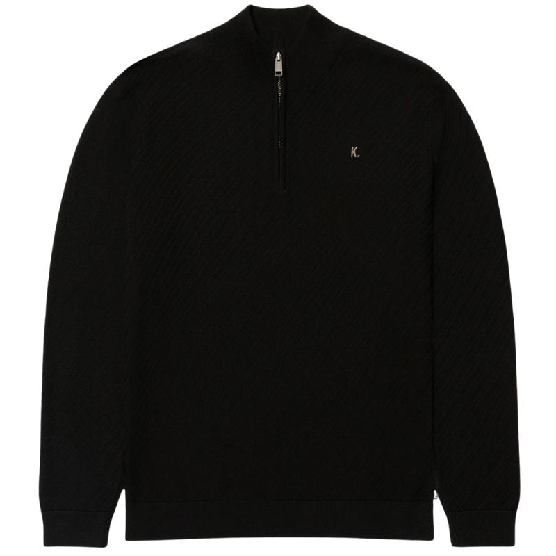 Zwarte knitted pullover Crossed Zip - Capuchon Fashion