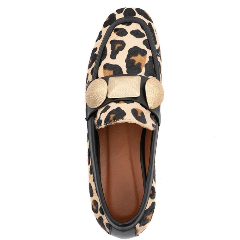 Zwarte leopard geprinte loafer Lulu - Capuchon Fashion