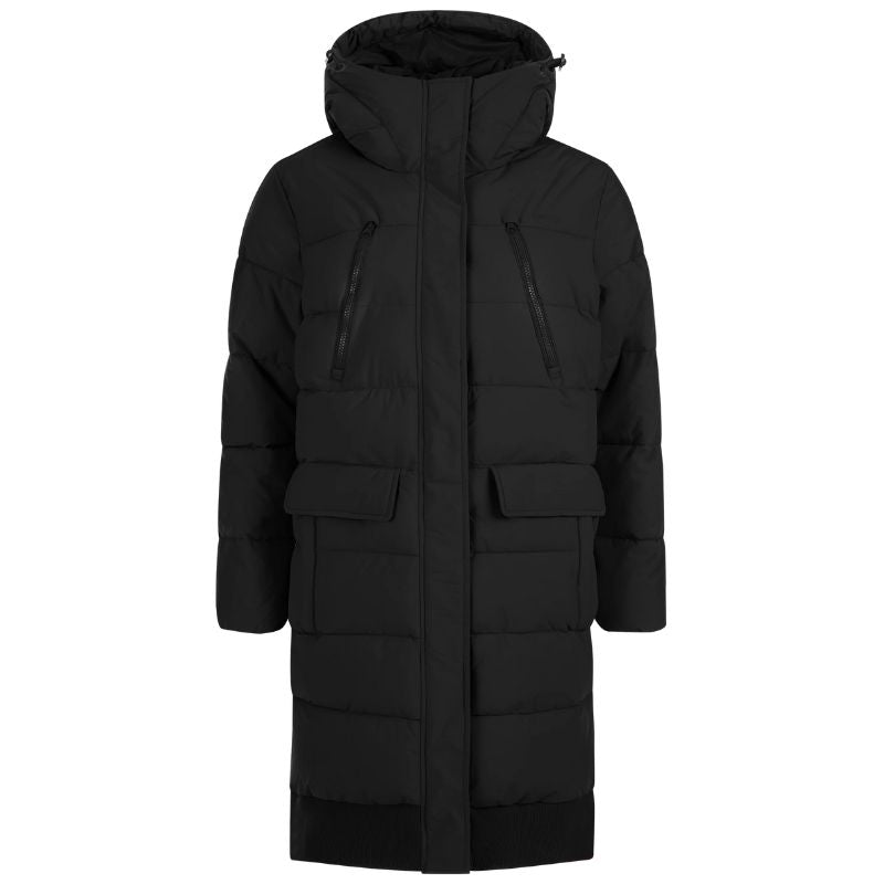 Zwarte long puffer jacket Kooky - Capuchon Fashion
