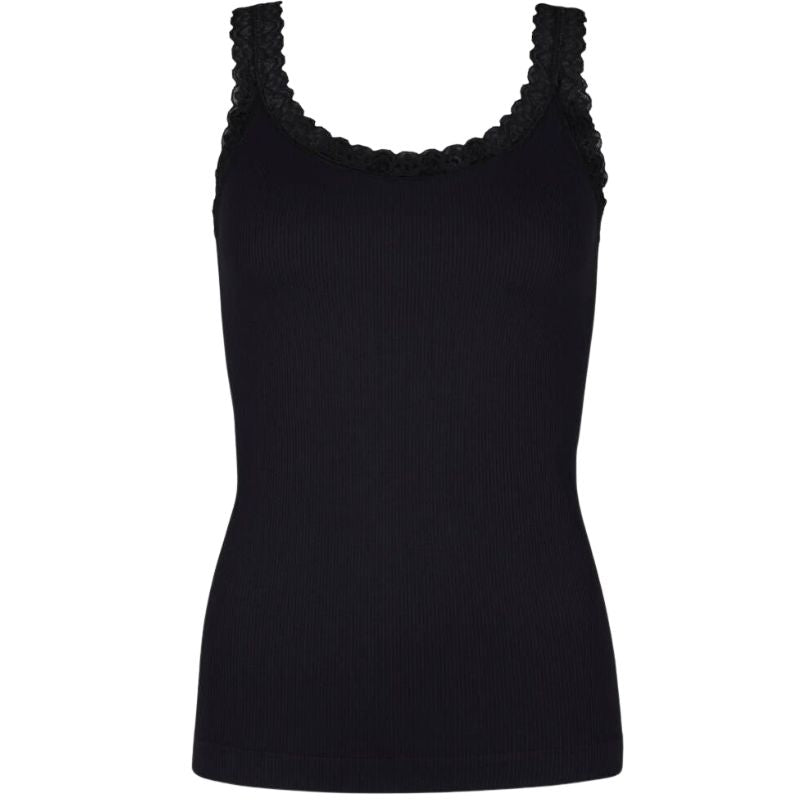 Zwarte microfiber rib top Frida - Capuchon Fashion