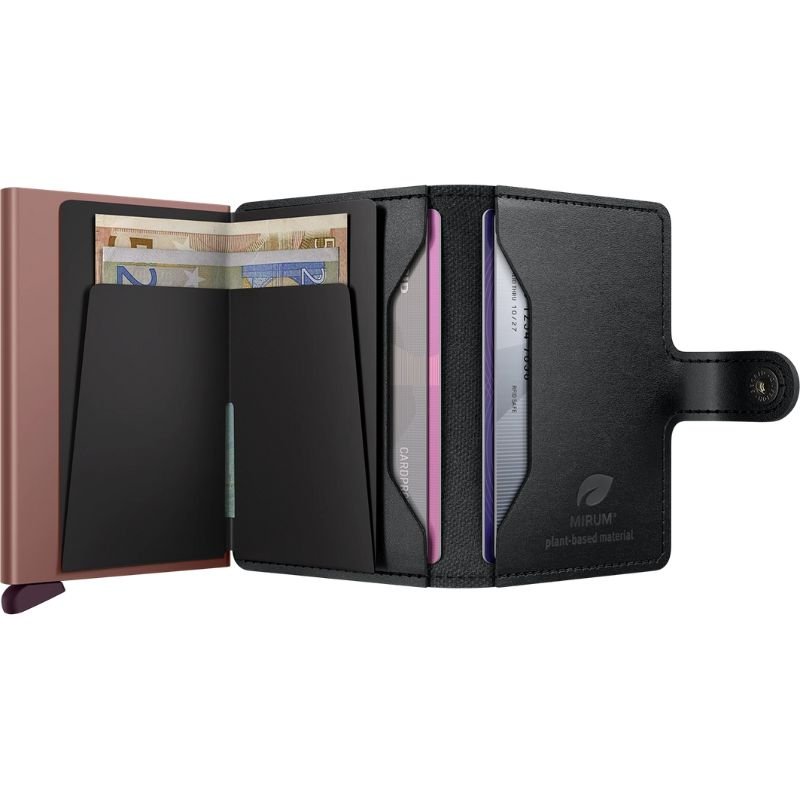 Zwarte miniwallet MIRUM Plant - Based Black Rose - Capuchon Fashion