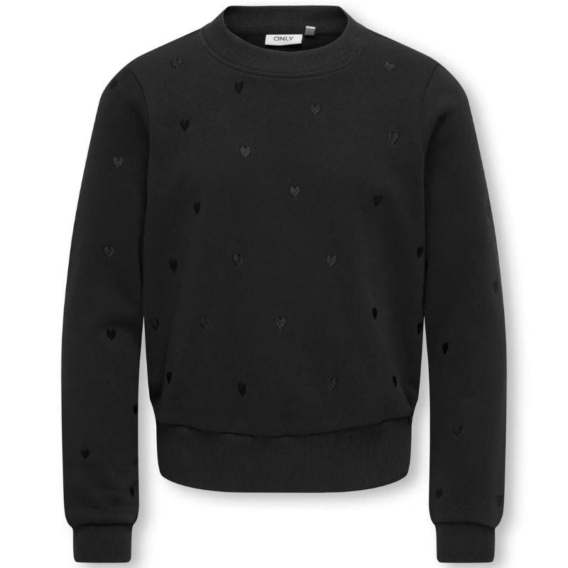 Zwarte o - hals sweater Atika heart - Capuchon Fashion