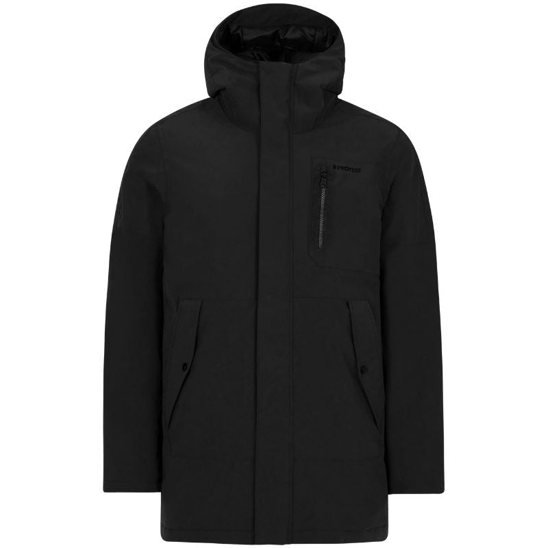 Zwarte outdoor long jacket Hemley - Capuchon Fashion