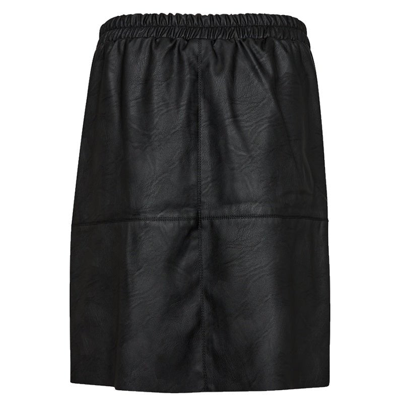 Zwarte PU leather midi rok Harley - Capuchon Fashion