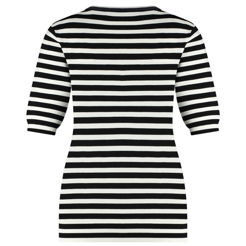 Zwarte pullover Luna stripe slv - Capuchon Fashion