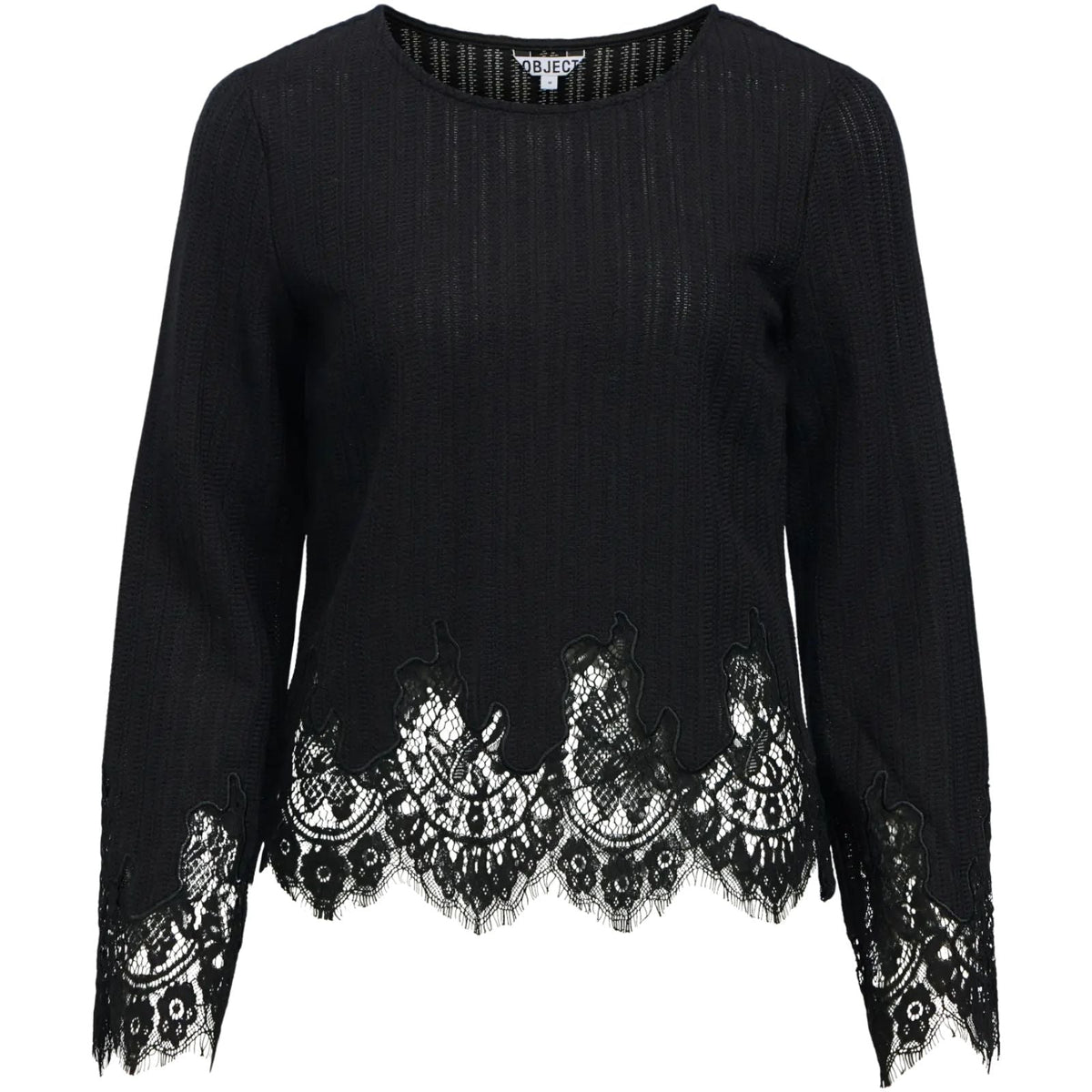 Zwarte regular fit lace top Laica - Capuchon Fashion