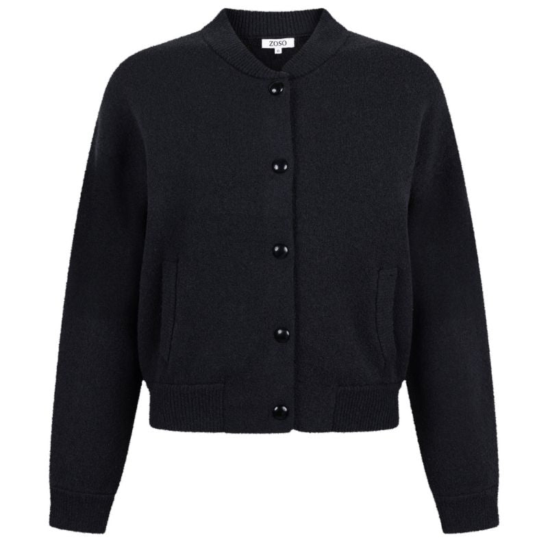 Zwarte ronde hals bomber jacket Angela - Capuchon Fashion