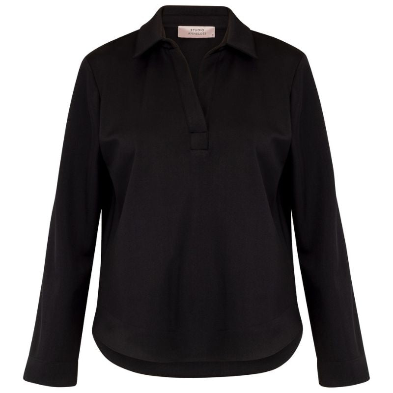 Zwarte shiny bonded top Marleen - Capuchon Fashion