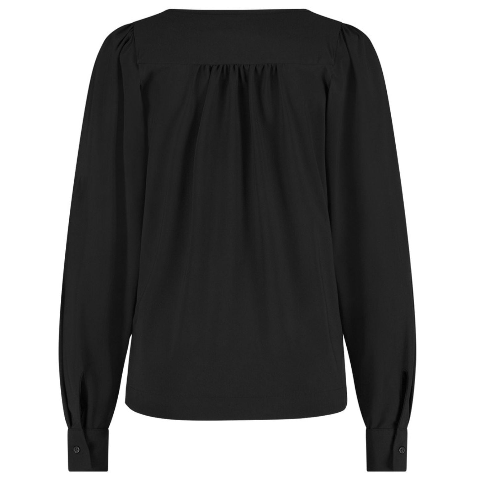 Zwarte v-hals travel blouse Les - Capuchon Fashion