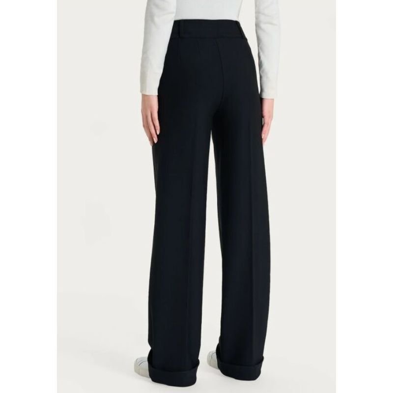 Zwarte wide leg compact broek Palazzo - Capuchon Fashion