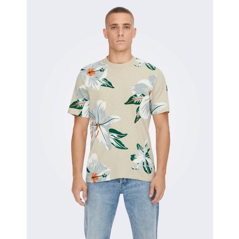 Beige geprint t-shirt Klop - Capuchon Fashion
