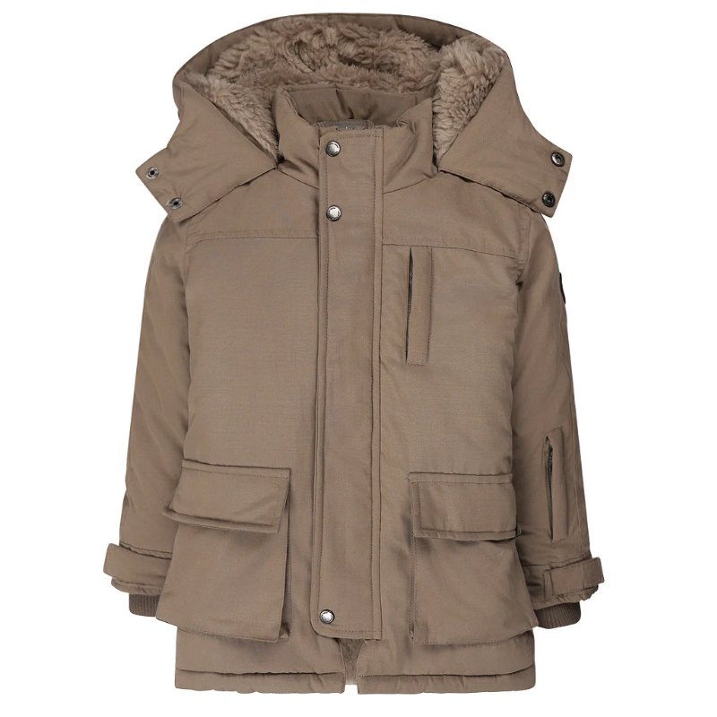 Beige parka jacket S48824 - Capuchon Fashion