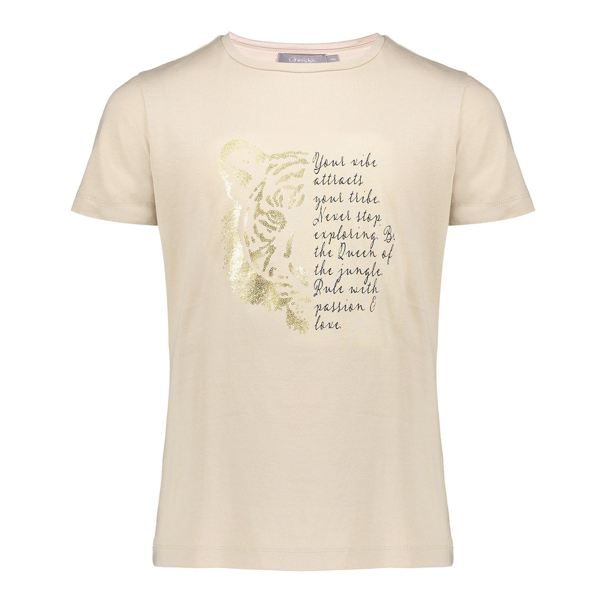 Beige t-shirt Tiger & Letters - Capuchon Fashion