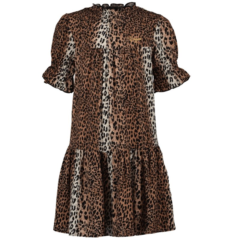 Bruin geprinte jurk Pemmy - Capuchon Fashion