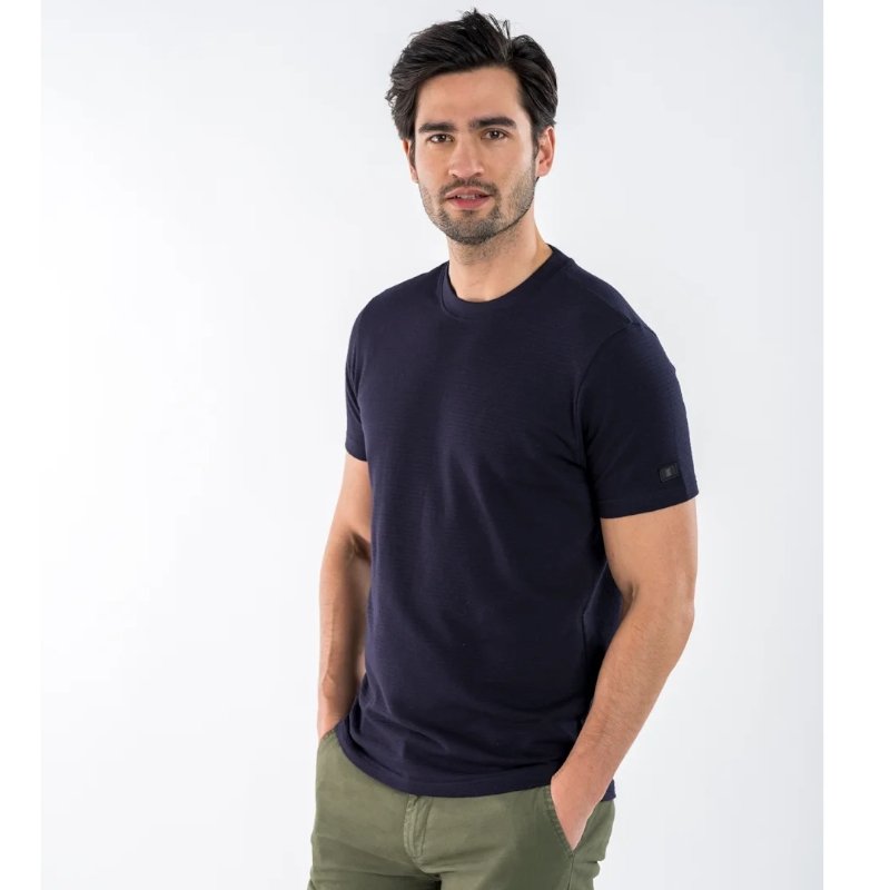 Donkerblauw ripple t-shirt Sylvester - Capuchon Fashion